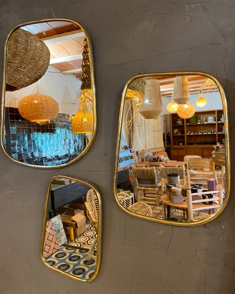 Miroir Mural Irrégulier Ondulé En Laiton Style Antique - Pour Salle De Bain, Salon - Neuf